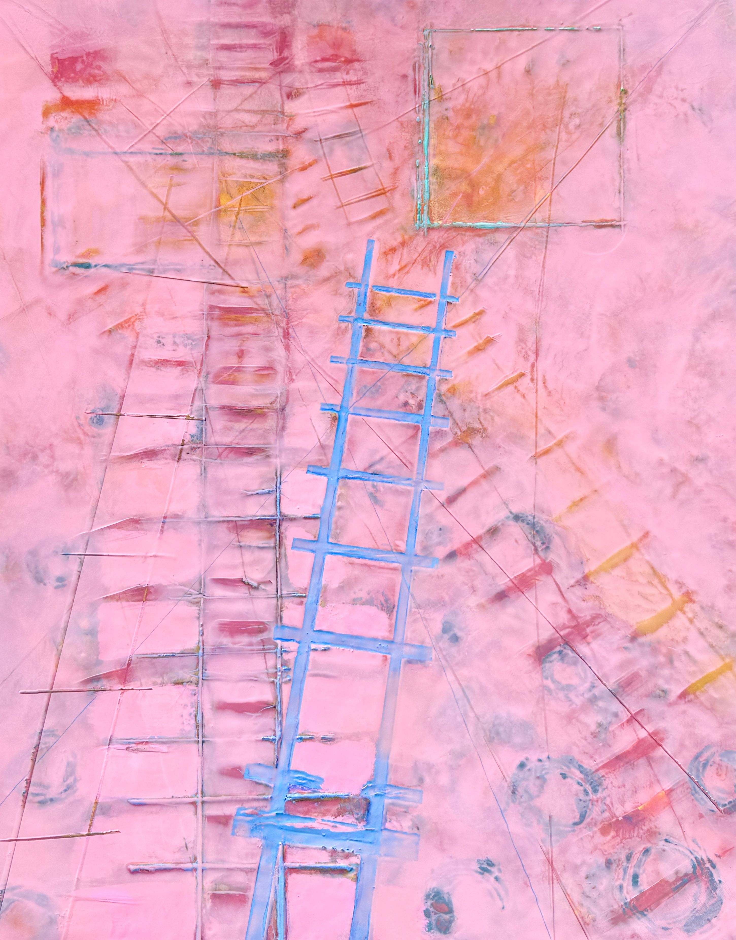 Yacovelli Blue Ladder Encaustic 30x24 2025 Jpg